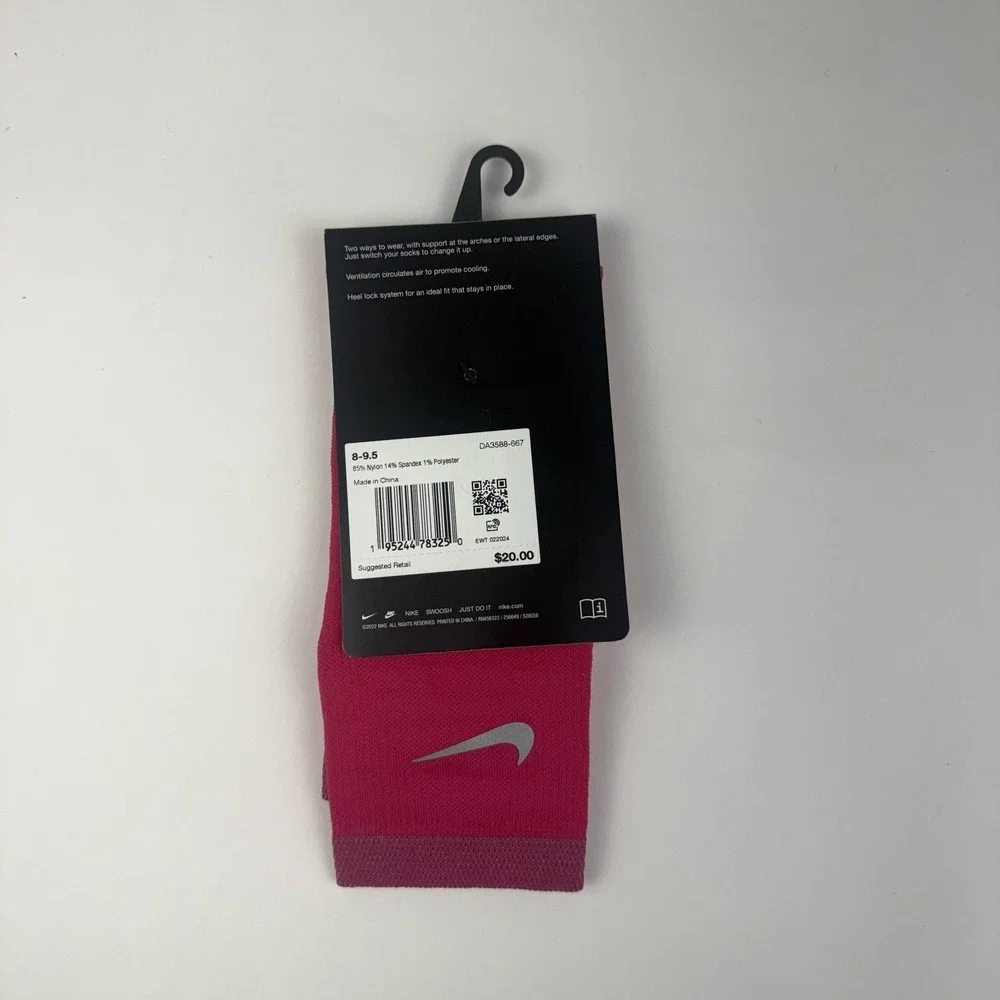 New Womens Nike Spark Lightweight Pink Running Ankle Socks Size 9.5-11